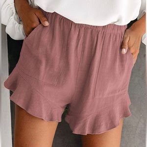 Womens Cotton Linen Elastic Waist Shorts with Pockets size XL